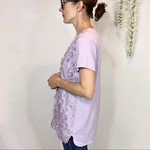 BADGLEY MISCHKA tunic top 3D floral appliqués lavender 2009 - Picture 2 of 9